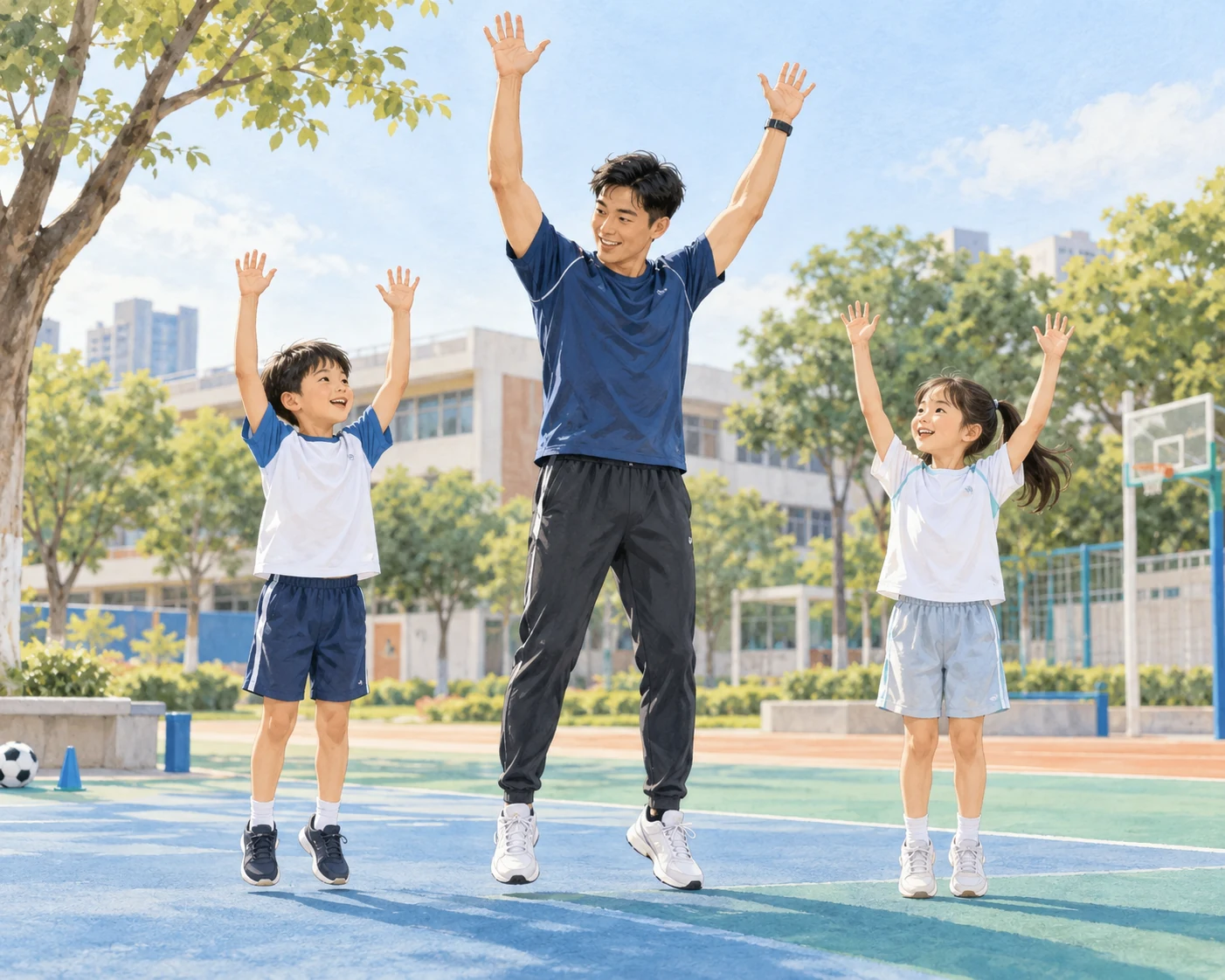 AI 体育教育场景示意：运动追高